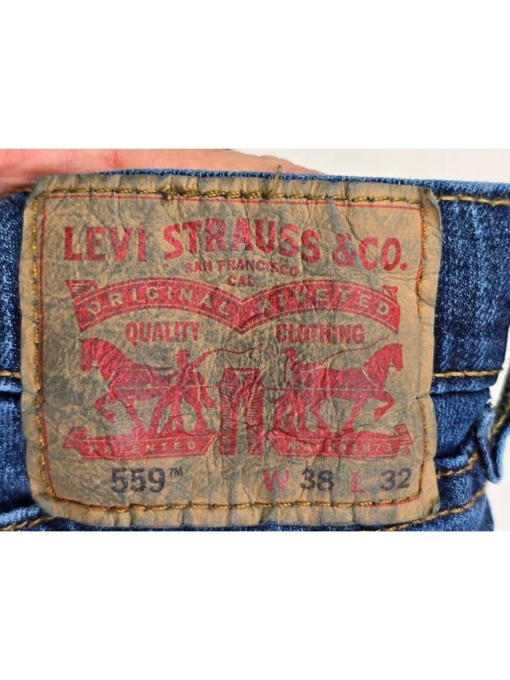 Levis Mens 559 Relaxed Straight Fit Blue Denim Jeans W38 L32 - Picture 2 of 4